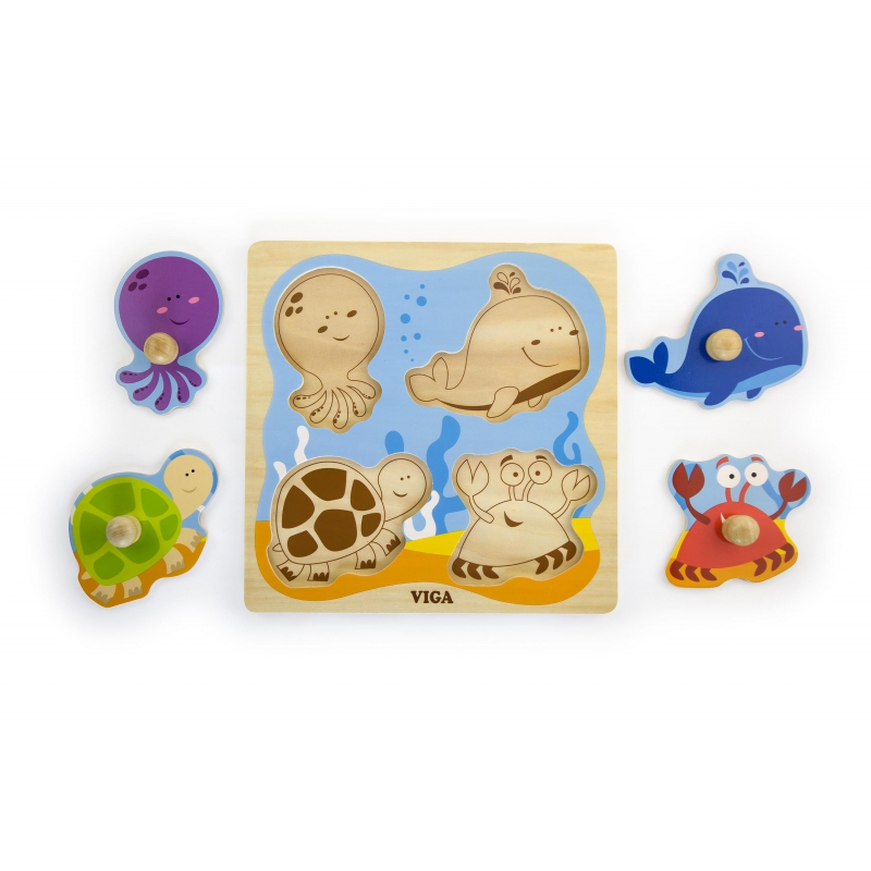 Viga toys детски пъзел с дръжки Морски обитатели-bellamiestore