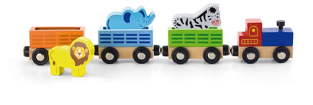 детски дървен влак - дивите животни-дървена играчка-bellamie