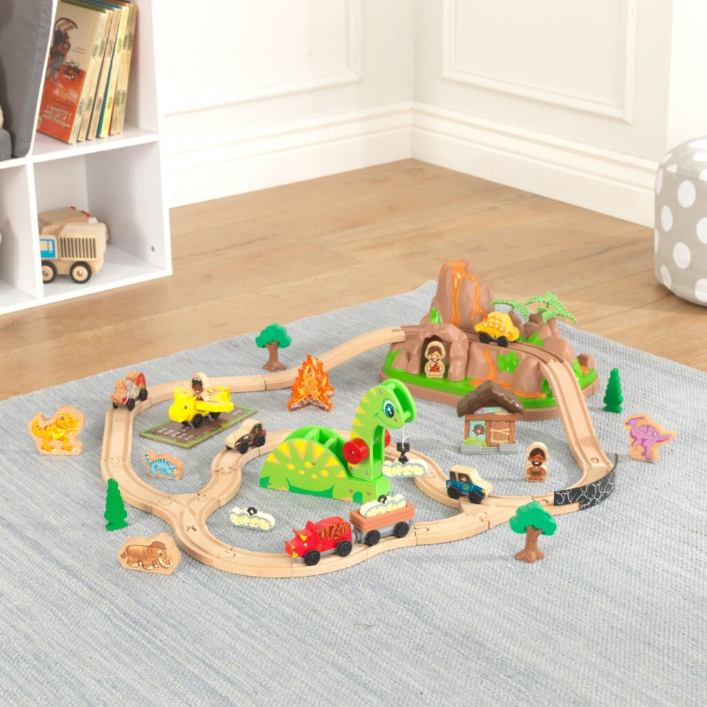 Детски дървен влак - Света на динозаврите - дървена играчка(2)-bellamie