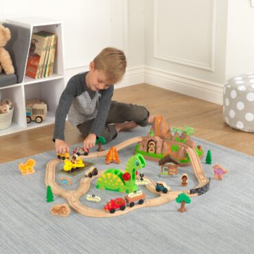 Детски дървен влак - Света на динозаврите - дървена играчка(11)-bellamie