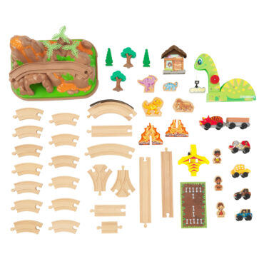 Детски дървен влак - Света на динозаврите - дървена играчка(10)-bellamie