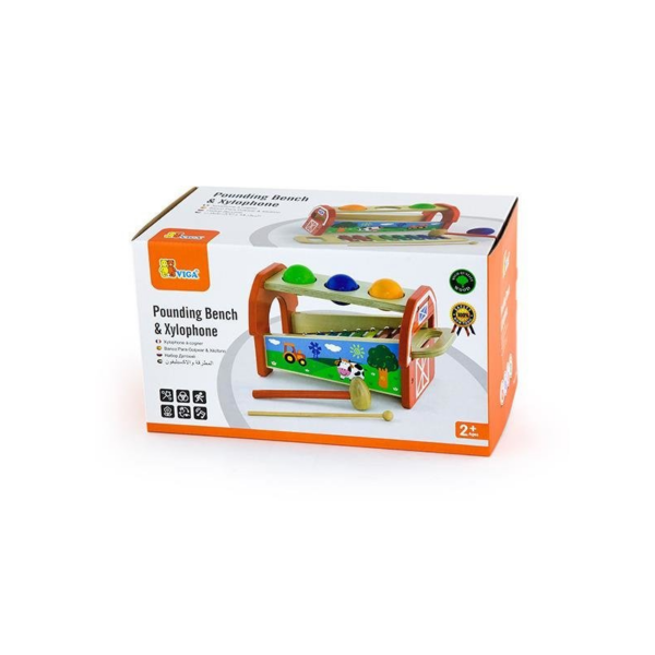 Детски ксилофон с чукче и топки от Viga toys - бебешка играчка - детски музикални инструменти - Bellamiestore