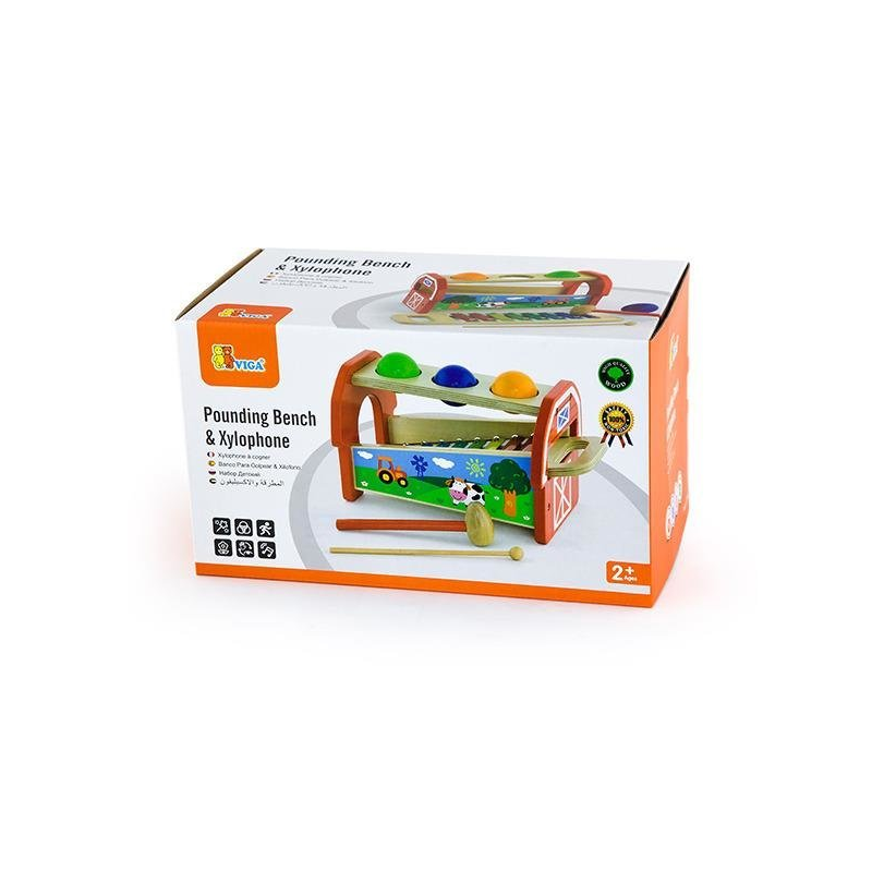 Детски ксилофон с чукче и топки от Viga toys - бебешка играчка - детски музикални инструменти - Bellamiestore