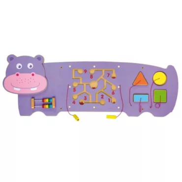 Дървена играчка за стена Мече VIGA Toys с лабиринт и зъбни колела за деца 2+