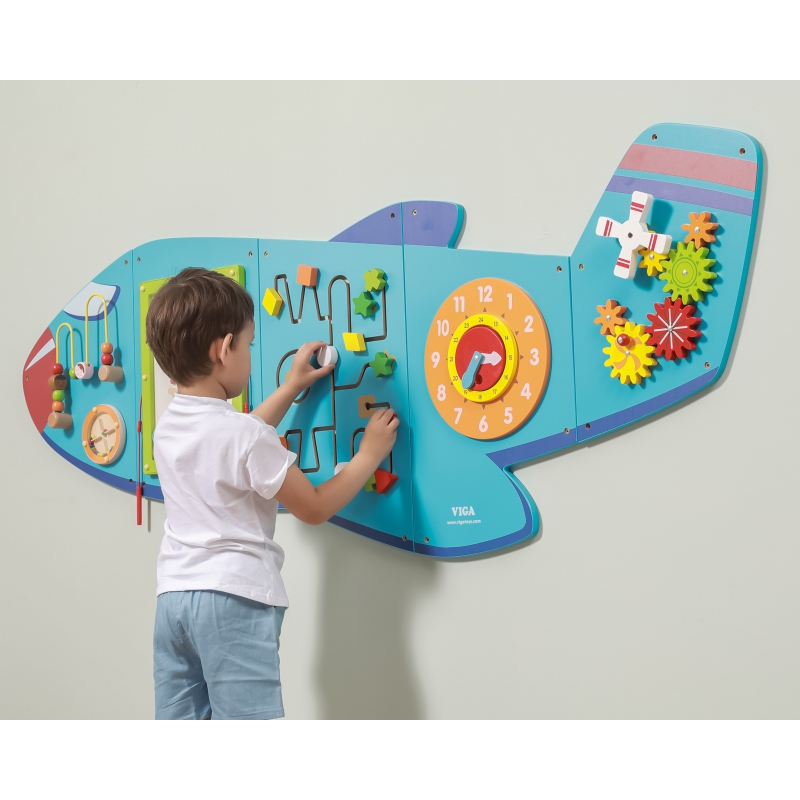 Дървена играчка за стена - Самолет от Viga toys- подходяща за детски градини и ясли(5)-bellamiestore