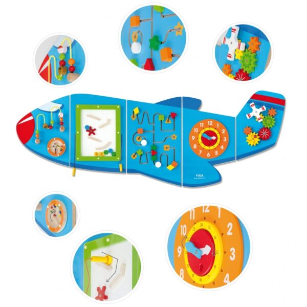 Дървена играчка за стена - Самолет от Viga toys- подходяща за детски градини и ясли(5)-bellamiestore