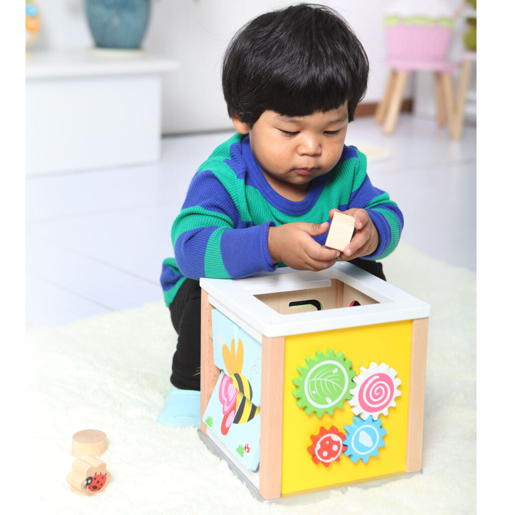 Детски дървен куб с образователни игри- дървена играчка от Lelin toys(1)-bellamie