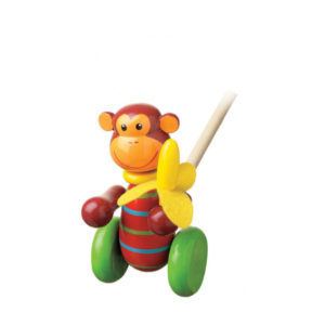 Дървена играчка за бутане Маймунка от Orange Tree Toys-bellamiestore