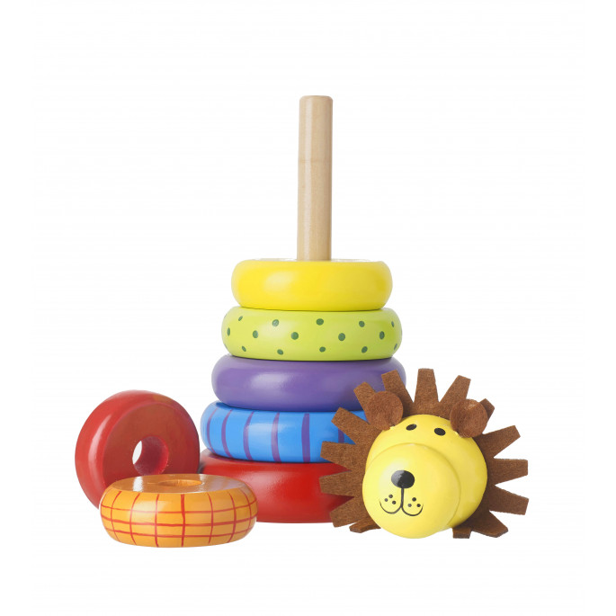 Шарено лъвче за нанизване с рингове - Orange Tree Toys -дървена играчка - Bellamie