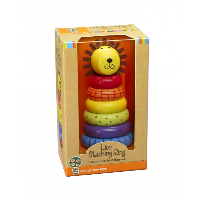 Шарено лъвче за нанизване с рингове - Orange Tree Toys -дървена играчка - Bellamie