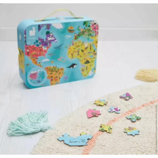 Детски пъзел в куфар-Нашата планета от 208 части-детски образователни играчки от Janod-bellamiestore