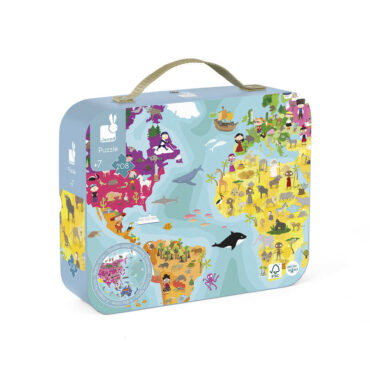 Детски пъзел в куфар-Нашата планета от 208 части-детски образователни играчки от Janod-bellamiestore