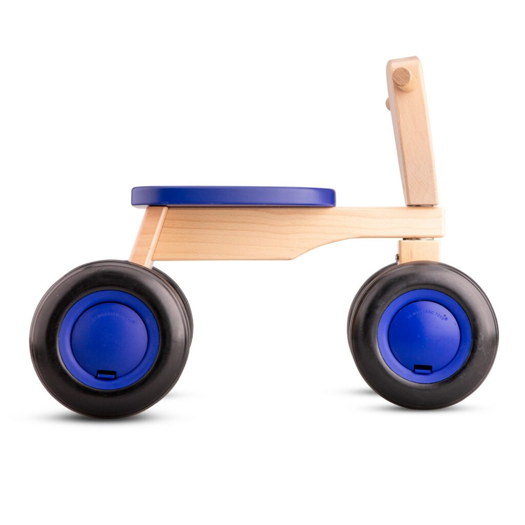 Детско дървено колело за бутане и баланс в синьо - бебешки играчки от New classic toys-bellamiestore