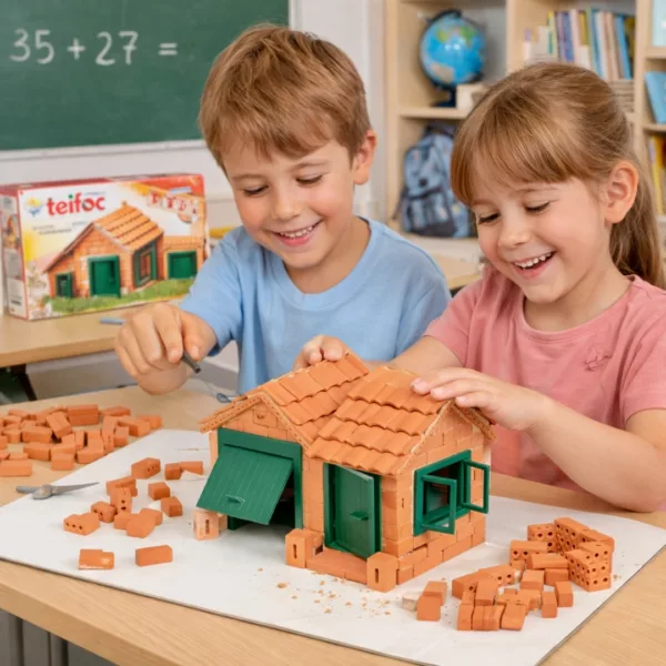 Строителен комплект с истински тухли Teifoc деца строят къща