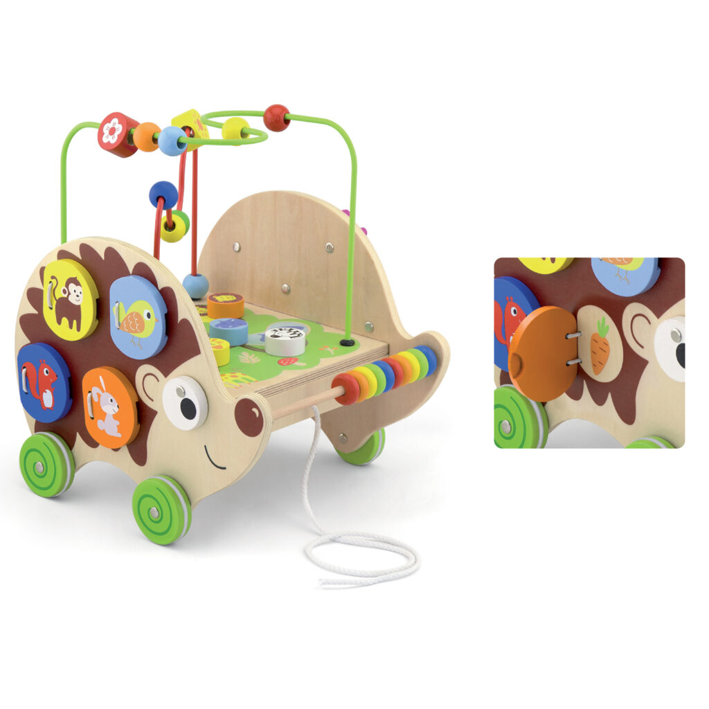 Дървена играчка с активности за дърпане - Таралеж от Viga toys-bellamiestore