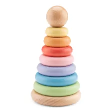 Подредени дървени рингове Дъга New Classic Toys с топче за деца 1+
