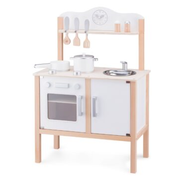 Дървена детска кухня за игра Класик бяла от New classic toys-bellamiestore