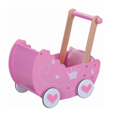 Дървена розова количка за кукли от Lelin toys-bellamiestore