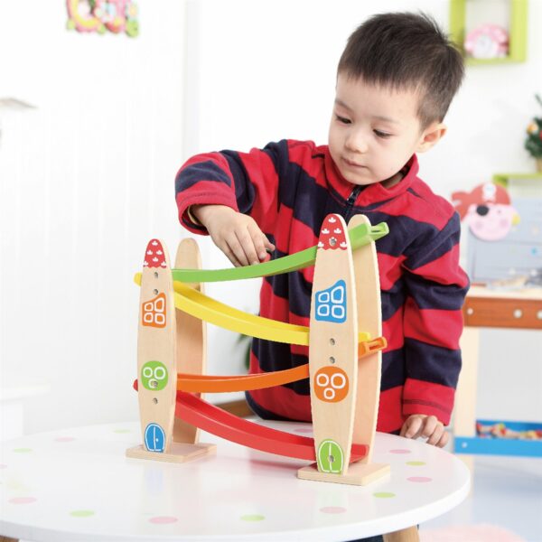 Дървена състезателна писта с три коли от Lelin toys-bellamiestore
