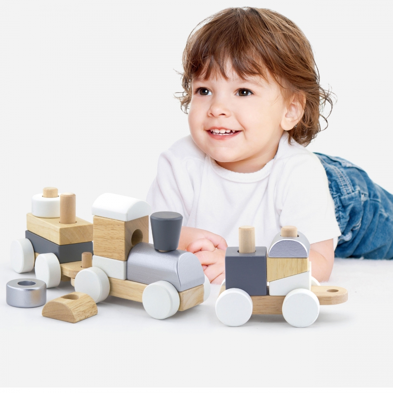 Детско дървено влакче и конструктор за дърпане от Viga toys-bellamiestore