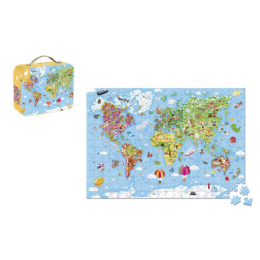 Janod Карта на света - гигантски детски пъзел от 300 части-bellamiestore