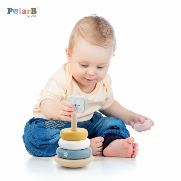 Дървена играчка - Рингове за нанизване PolarB-bellamiestore
