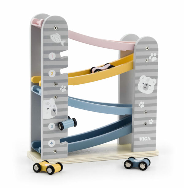 Дървена писта с колички PolarB от Viga toys-bellamiestore