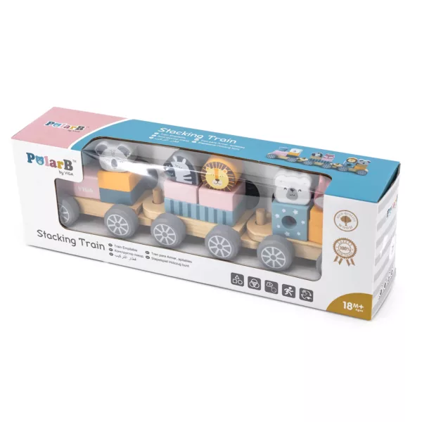 Дървено влакче конструктор с животни PolarB оригинална опаковка