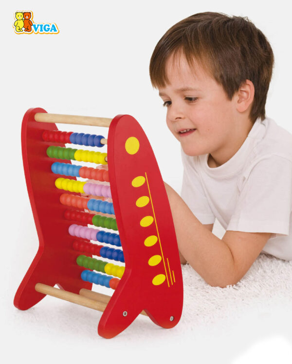 Червено дървено сметало от Viga toys- Wooden Abacus-bellamiestore