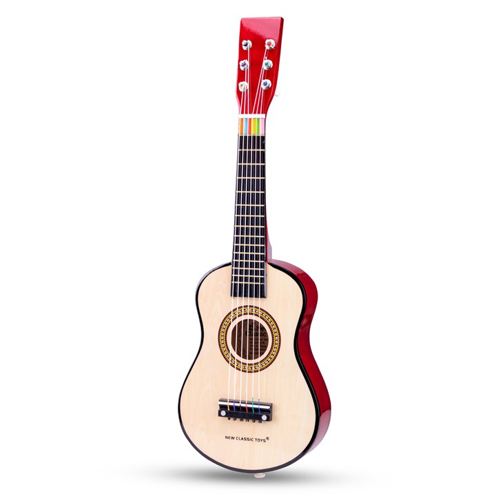 Класическа детска китара от дърво в бордо от New classic toys-bellamiestore