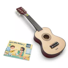 Комплект детска китара от дърво с обучителна книжка New Classic Toys музикален комплект за деца