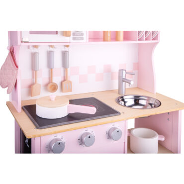 Модерна детска дървена кухня в розово от New classic toys-bellamiestore