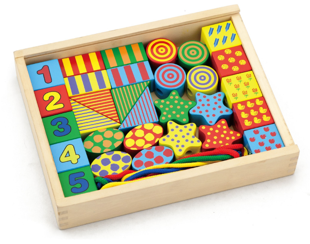 Дървена играчка за нанизване Цветни форми от Viga toys-bellamiestore