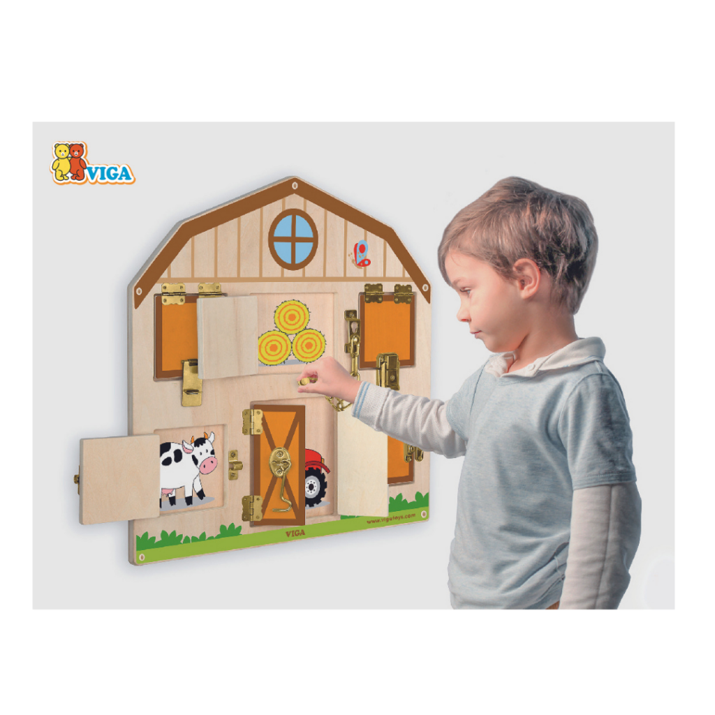 Дървена играчка за стена с ключалки от Viga toys-bellamiestore