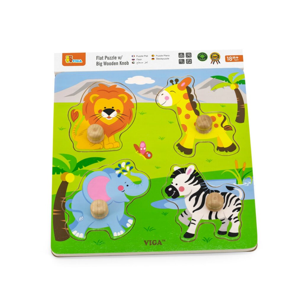 Детски плосък пъзел с дивите животни от Viga toys-bellamiestore