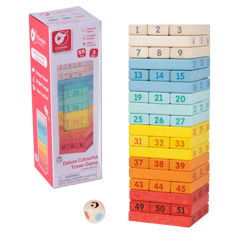 Дървена игра с цифри Дженга от Classic world-bellamiestore