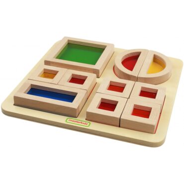 Дървена играчка с блокове за сортиране Дъга-bellamiestore