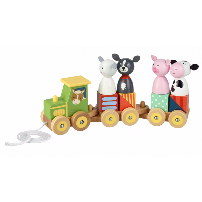 Дървена играчка - Трактор с животни от orange tree toys-bellamiestore