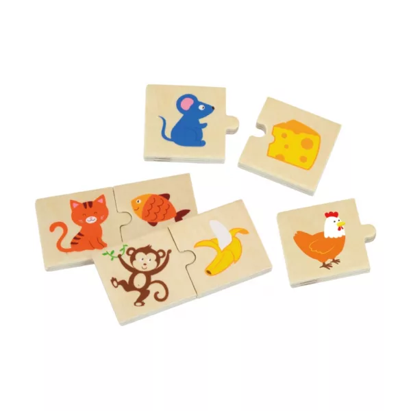 Детски дървен пъзел С какво се хранят животните VIGA Toys животни и храна