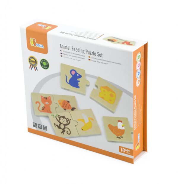 Детски дървен пъзел - С какво се хранят животните-bellamiestore