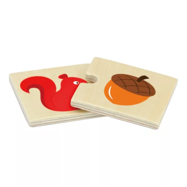 Детски дървен пъзел С какво се хранят животните VIGA Toys катерица