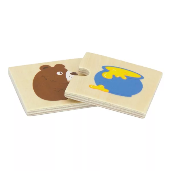 Детски дървен пъзел С какво се хранят животните VIGA Toys мечка