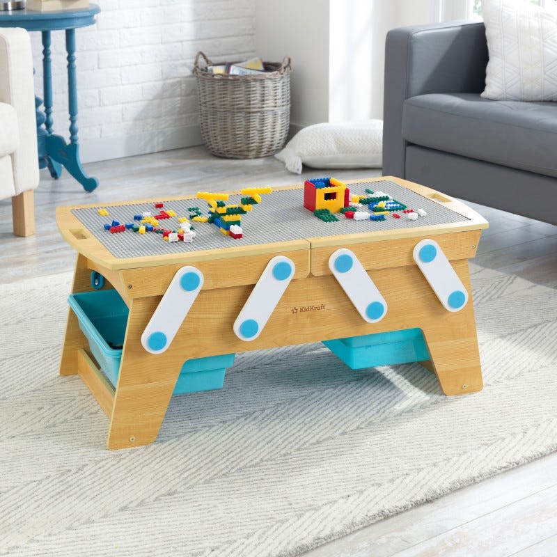 Дървена маса за игра с конструктор от Kidkraft-bellamiestore