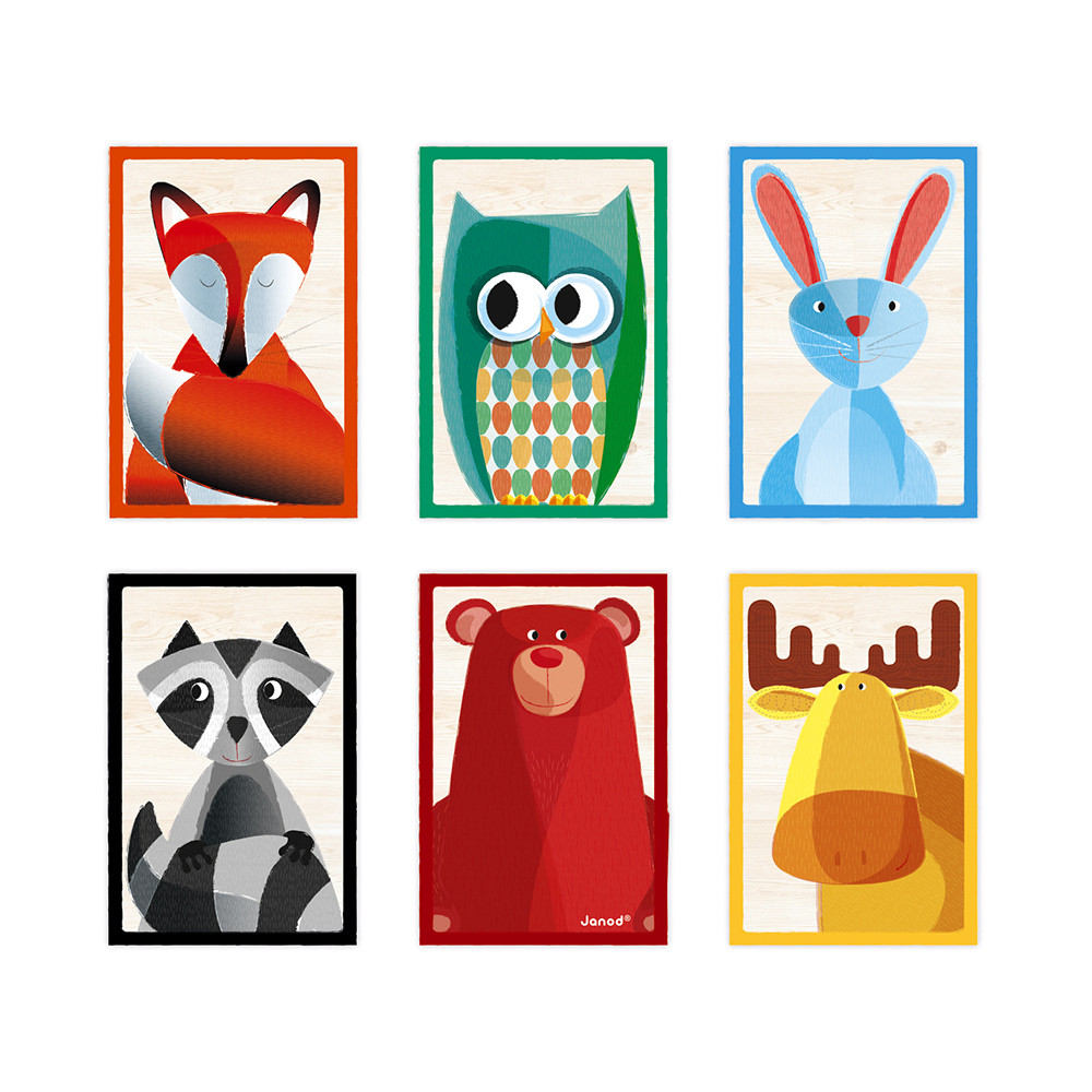 Janod Дървени кубчета с картинки Горски животни-bellamiestore