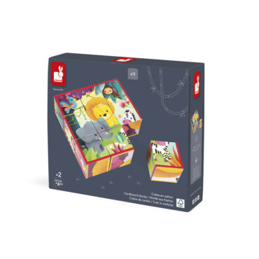 Janod детски картонени кубчета дивите животни-bellamiestore