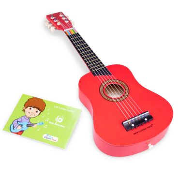 Червена детска китара с книжка с ноти-bellamiestore