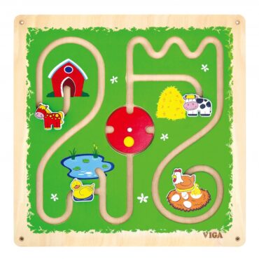 Дървен лабиринт за стена със животни от фермата-bellamiestore