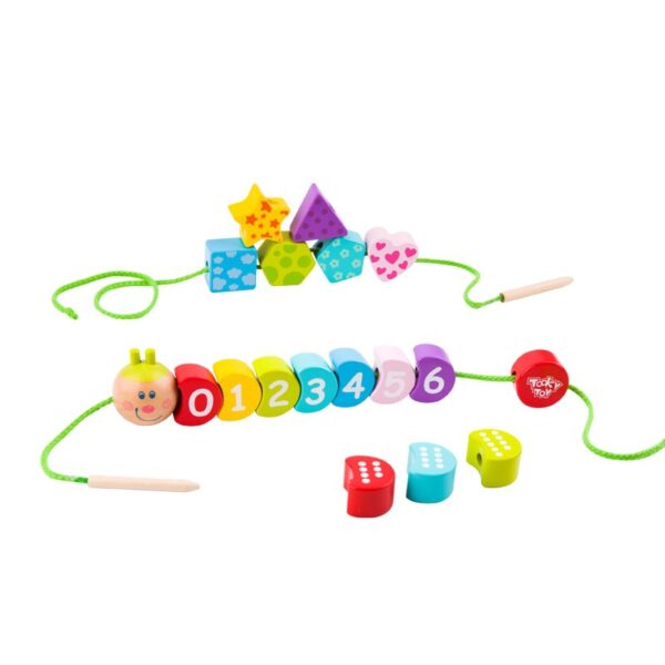 Дървена играчка за нанизване гъсеница от Tooky toy-bellamiestore