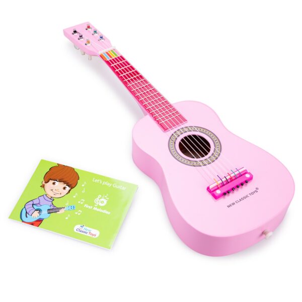 Детска розова китара от дърво New classic toys-bellamiestore
