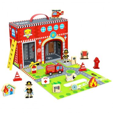 Комплект за игра Пожарна в куфарче от Tooky toy-bellamiestore
